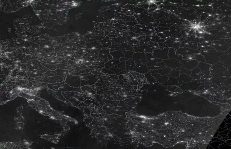 Супутниковий знімок України ввечері 23 листопада 2022 року