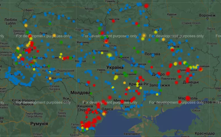Интерактивная карта с показателями качества водопровода по Украине
