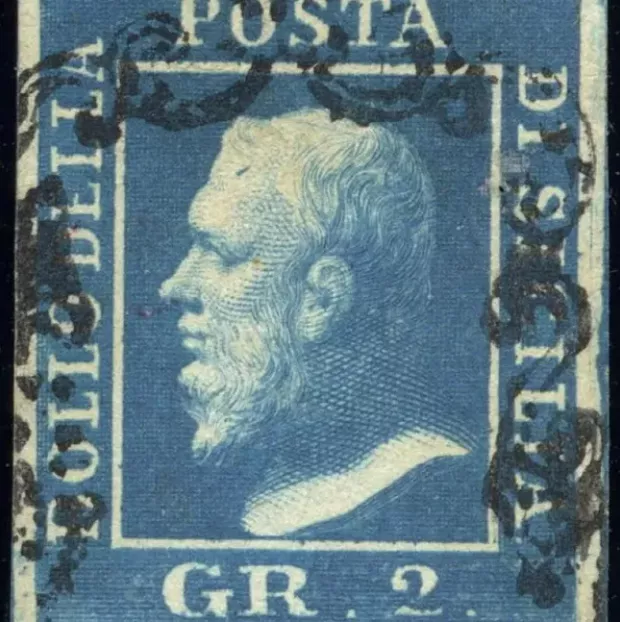 Марка "Сицилийская ошибка цвета" 1859 года